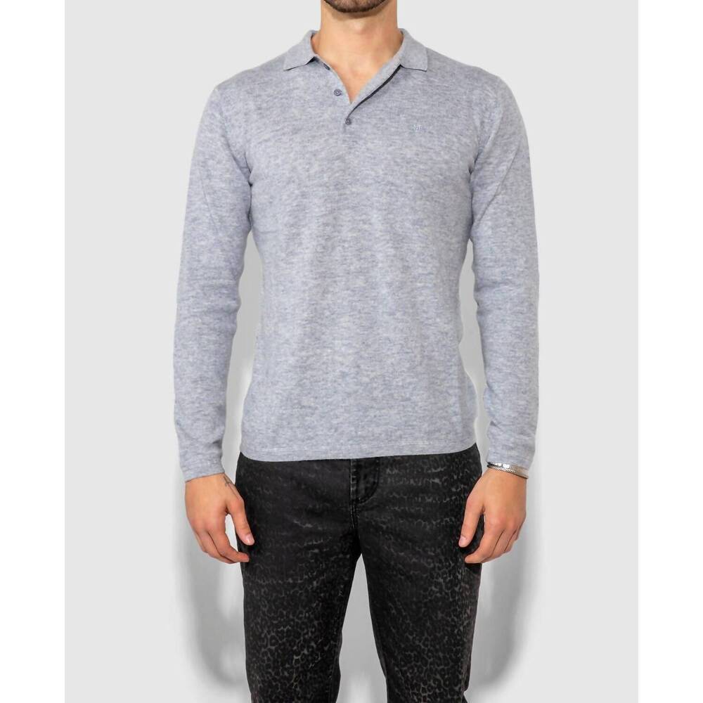 NEW MONFRERE pierce long collared cashmere sweater in light grey